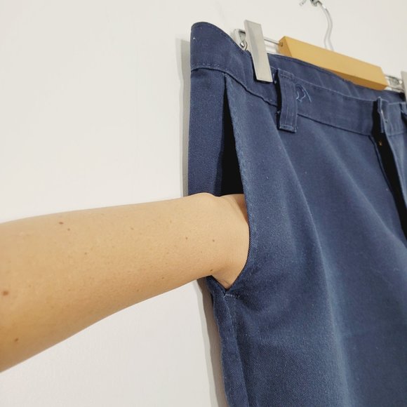 Dickies Flat Front Uniform Chino Pants Navy Blue Casual Pockets Mens Slacks - Picture 7 of 13